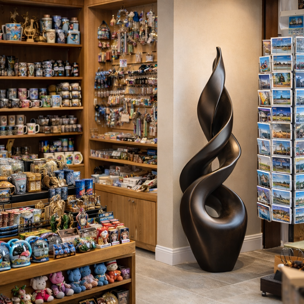 Contemporary Twisted Solid Wood Sculpture for Living Room Accent Display