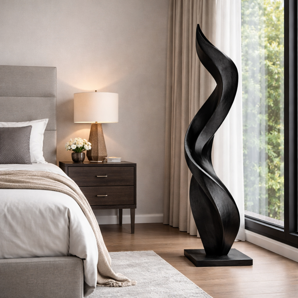 Solid Wood Flow Sculpture for Modern Interior Spaces