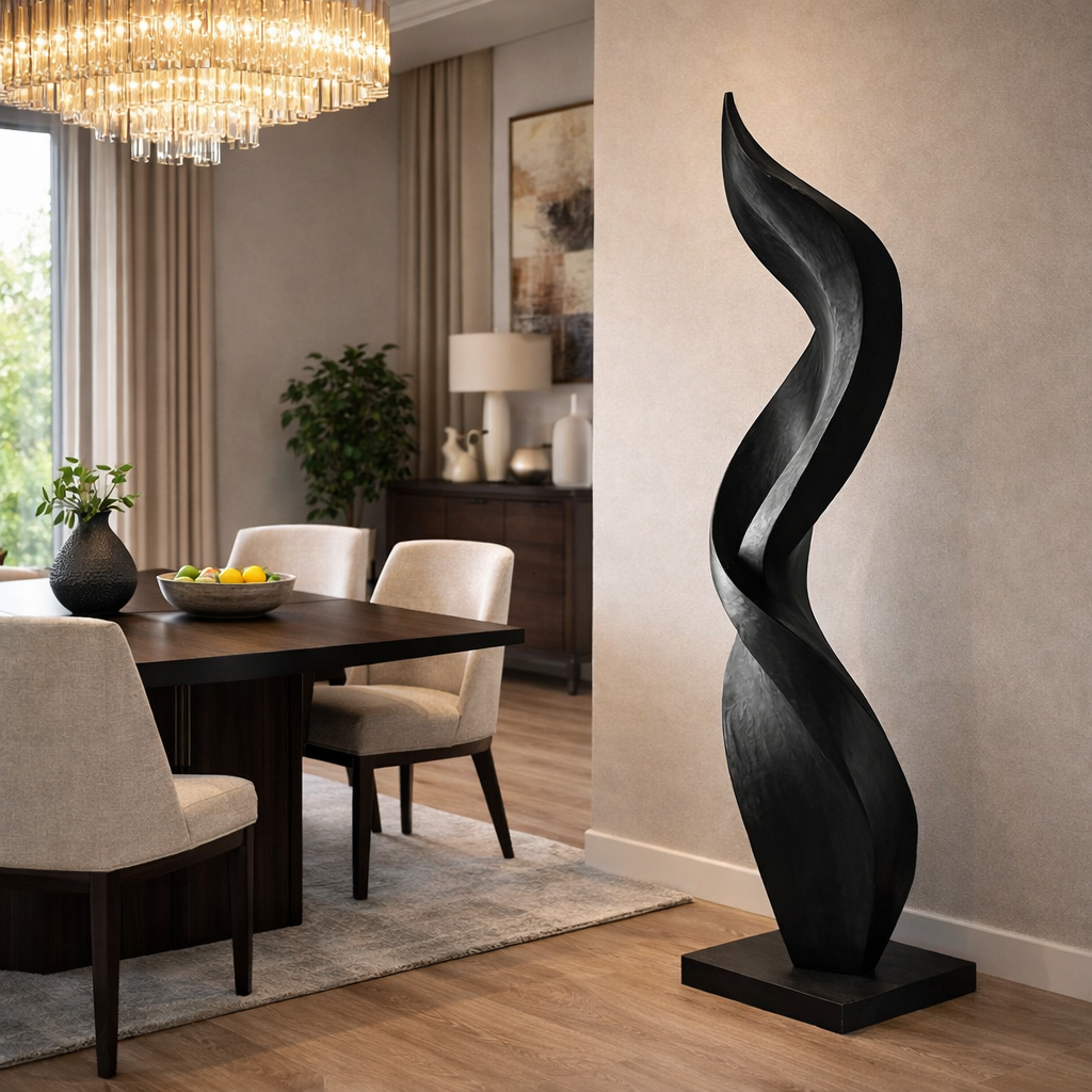 Solid Wood Flow Sculpture for Modern Interior Spaces