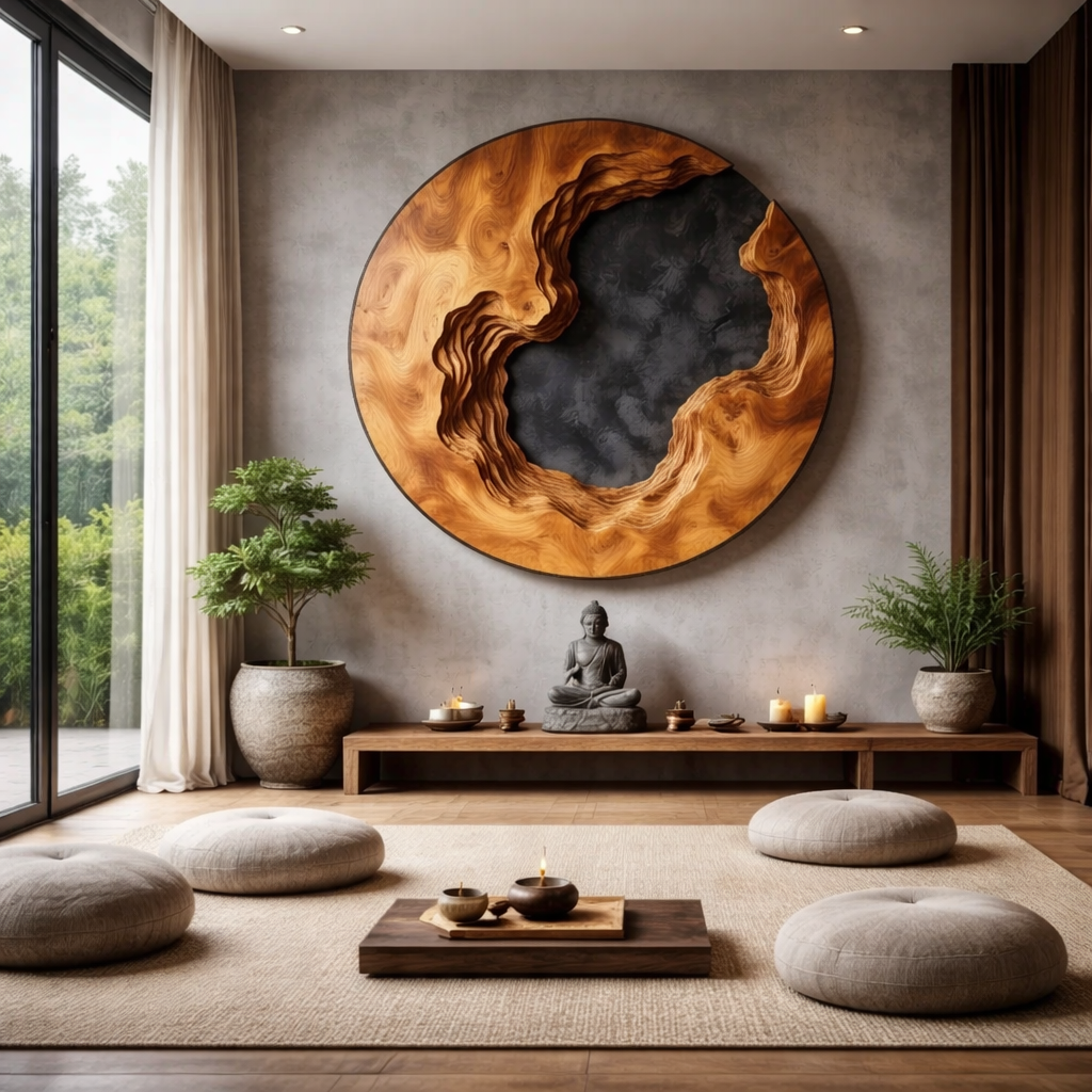 Organic Solid Wood Wall Art with Flowing Form for Modern Interiors