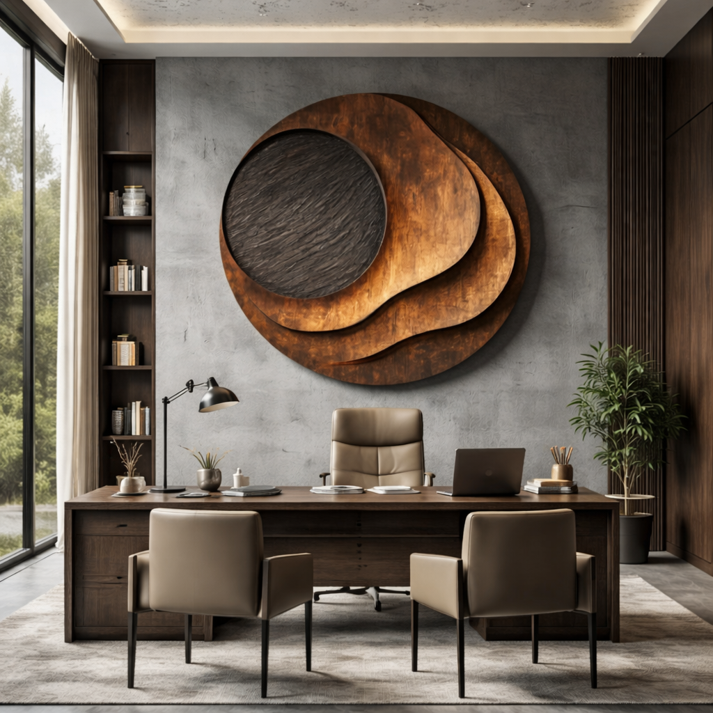 Organic Solid Wood Round Wood Wall Art for Living Room Feature Walls