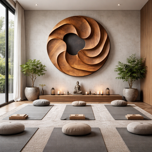 Modern Solid Wood Spiral Wall Sculpture for Contemporary Interiors