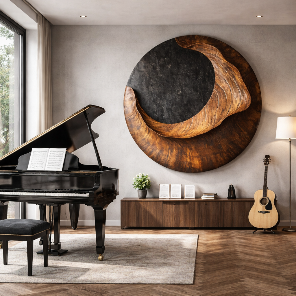 Modern Organic Solid Wood Wall Sculpture for Living Room Interiors
