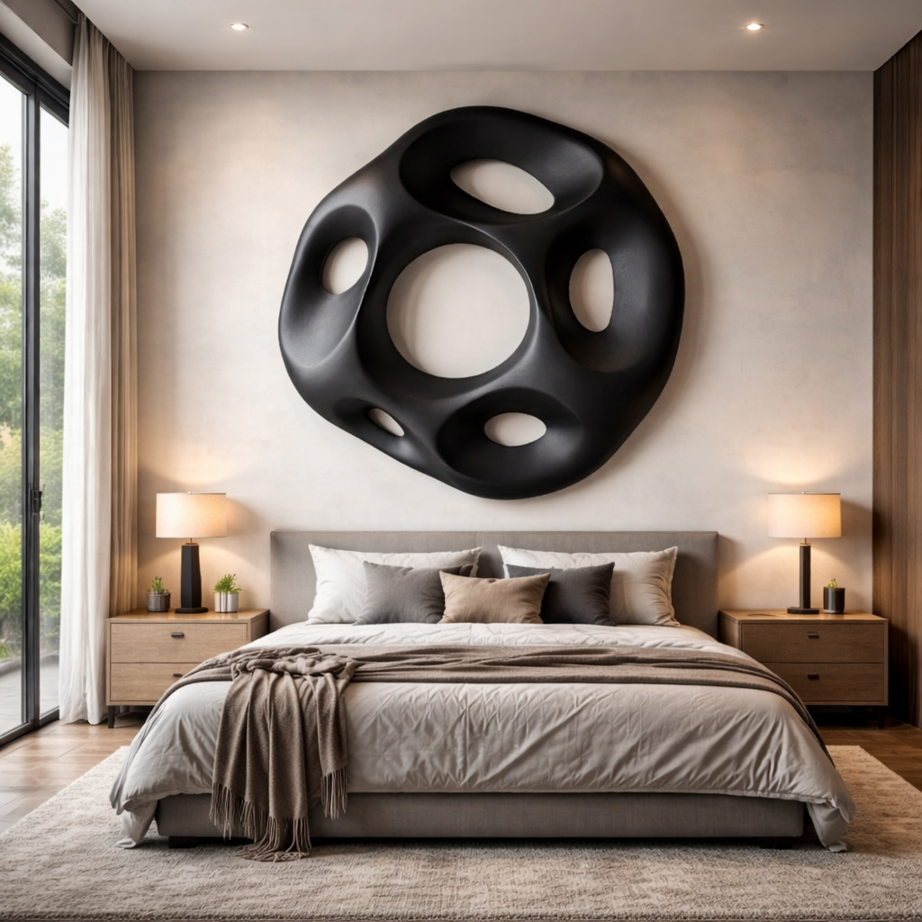 Modern Organic Solid Wood Wall Sculpture for Interior Spaces