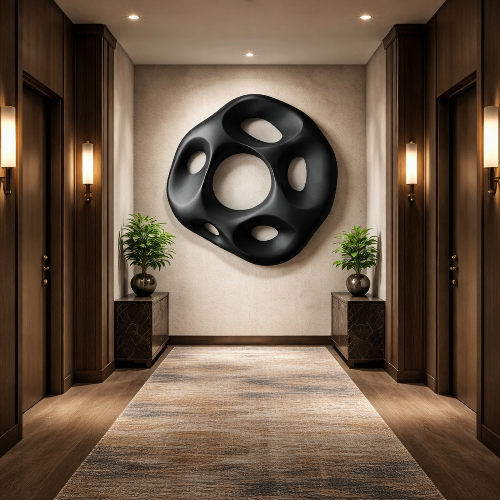 Modern Organic Solid Wood Wall Sculpture for Interior Spaces