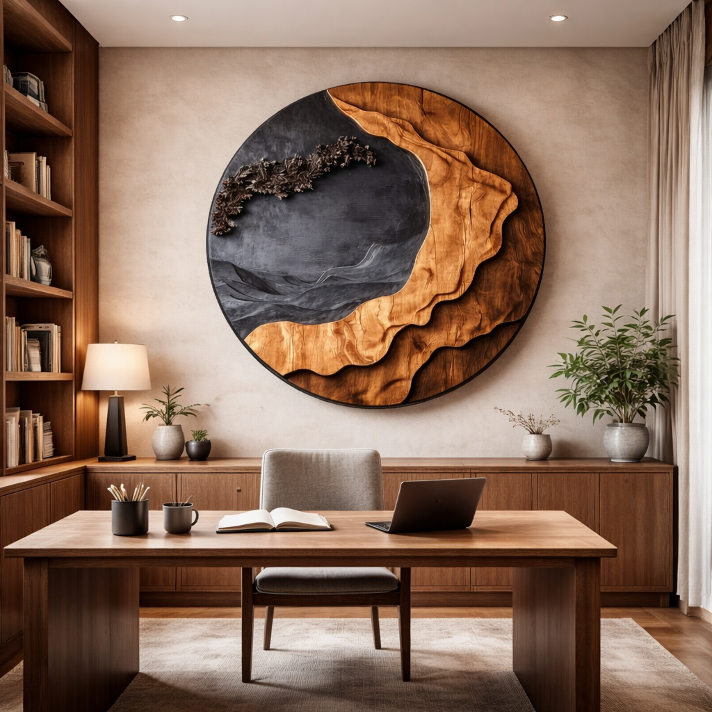 Modern Layered Solid Wood Wall Art Sculpture for Living Room