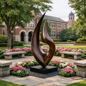 Tall Outdoor Solid Wood Sculpture for Contemporary Garden Landscape