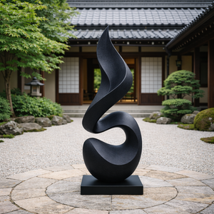 Hand Carved Solid Wood Abstract Sculpture for Garden and Interior Spaces