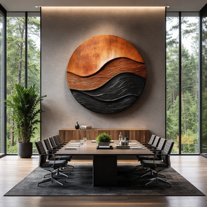 Modern Ripple Solid Wood Wall Art Sculpture for Living Room