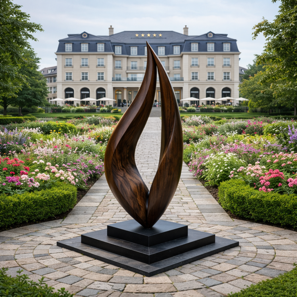 Large Outdoor Solid Wood Abstract Sculpture for Modern Garden Landscape