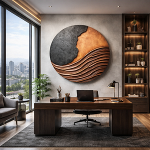 Modern Wave Relief Solid Wood Wall Art Sculpture for Living Room