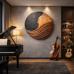 Modern Wave Relief Solid Wood Wall Art Sculpture for Living Room
