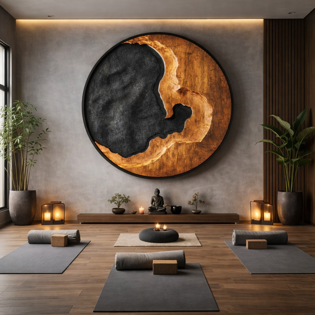 Modern Abstract Solid Wood Wall Sculpture for Living Room