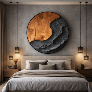 Contemporary Wave Solid Wood Wall Art Sculpture for Living Room