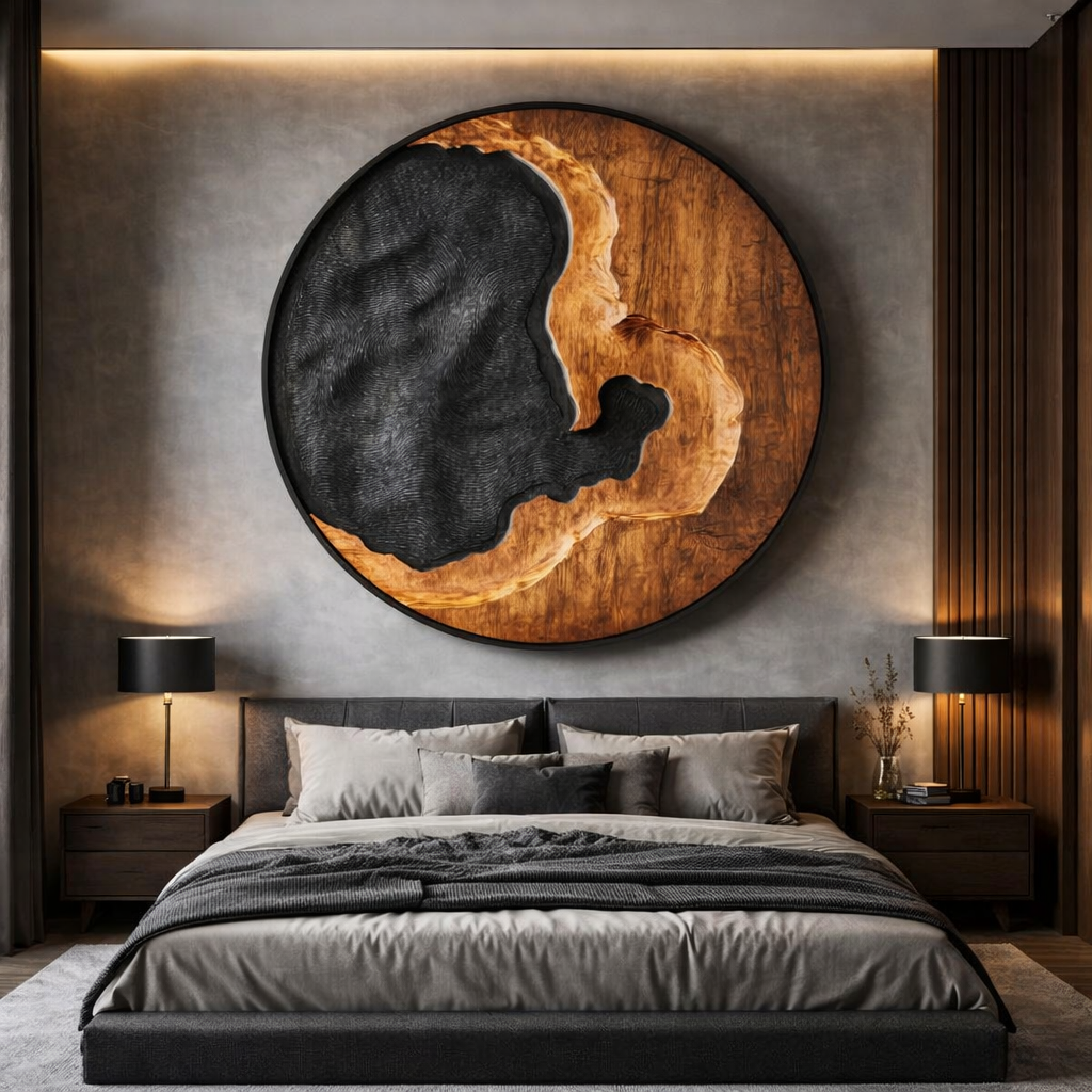 Modern Abstract Solid Wood Wall Sculpture for Living Room