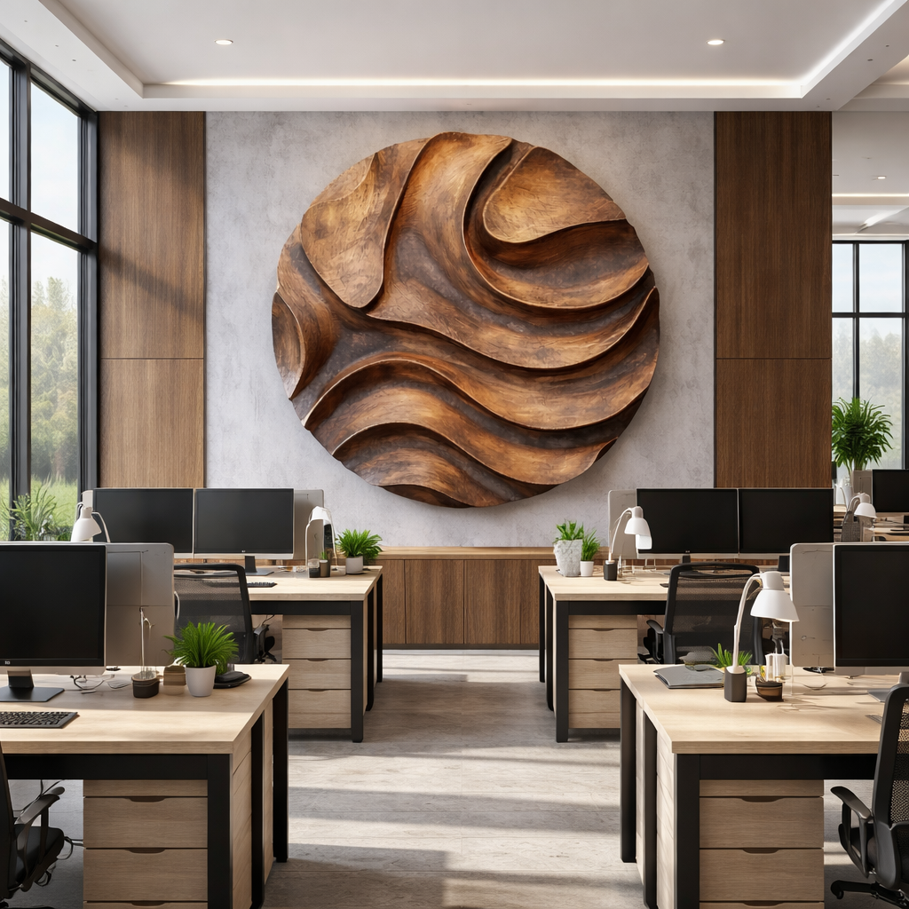 Layered Wave Solid Wood Wall Art Sculpture for Modern Living Spaces