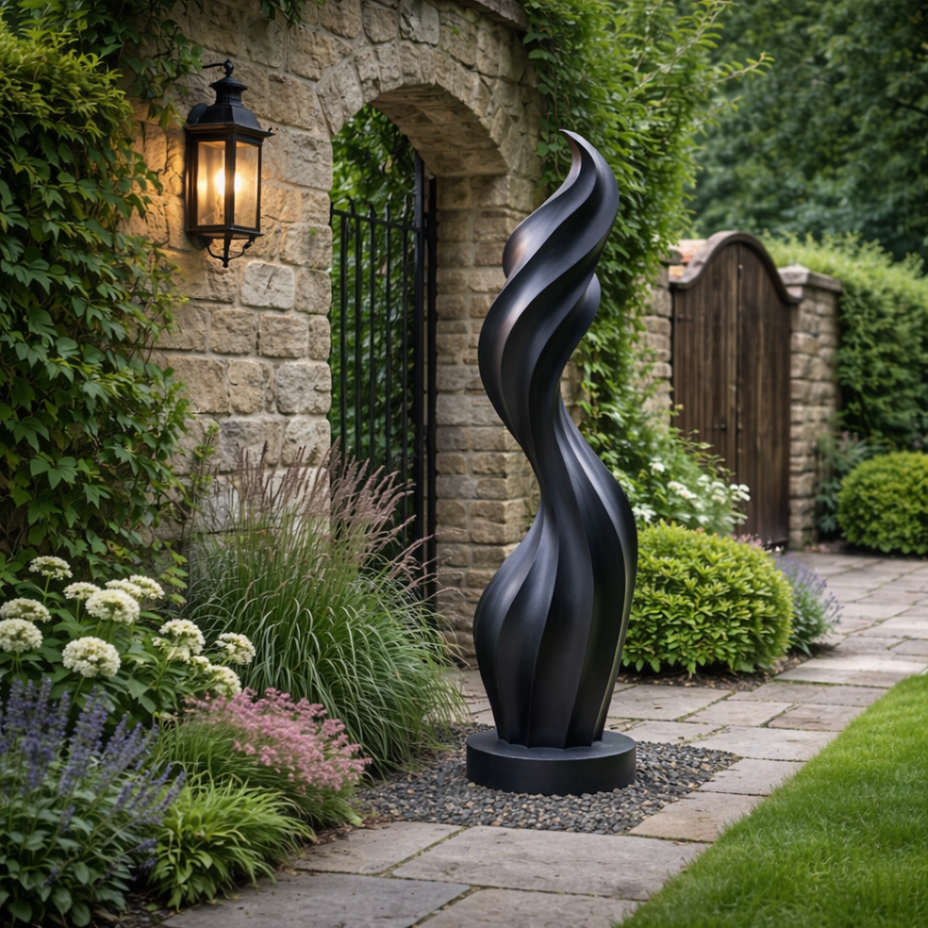 Modern Hand-Carved Outdoor Solid Wood Sculpture for Garden Spaces