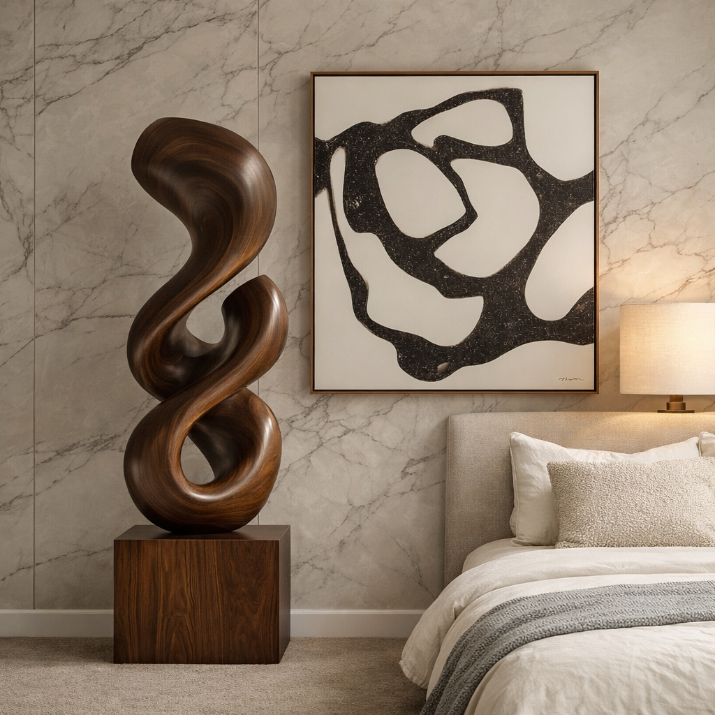 Modern Abstract Solid Wood Sculpture for Home and Garden Decor