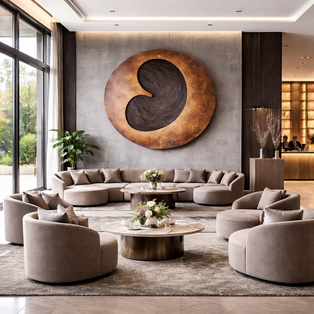 Organic Abstract Solid Wood Wall Sculpture for Modern Living Room