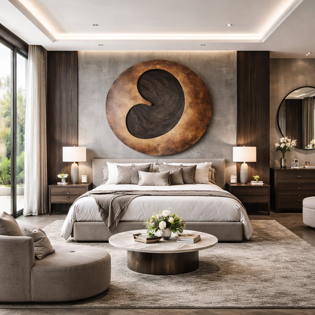 Organic Abstract Solid Wood Wall Sculpture for Modern Living Room