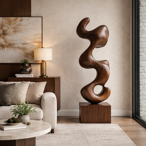 Modern Abstract Solid Wood Sculpture for Luxury Home and Garden Decor