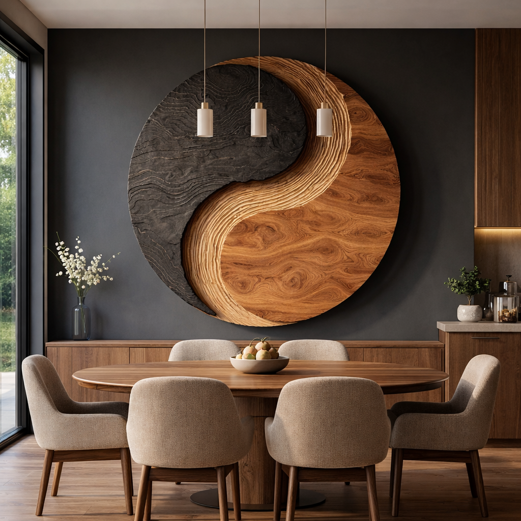 Modern Solid Wood Wall Sculpture for Living Room