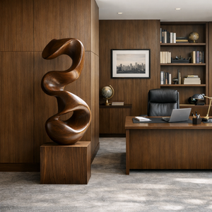 Contemporary Hand-Carved Solid Wood Sculpture for Interiors and Garden Settings