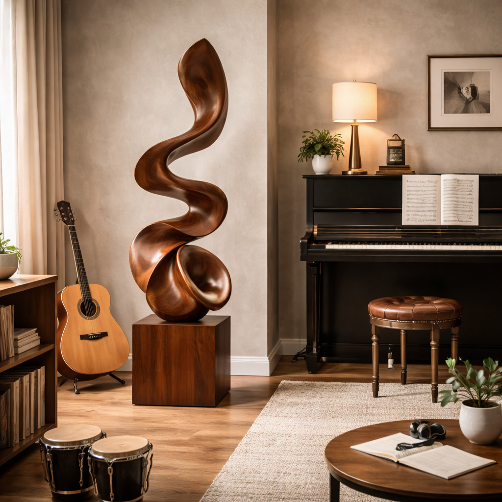 Modern Flowing Solid Wood Sculpture for Living Room Accent Display