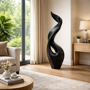 Elegant Flame Solid Wood Sculpture for Modern Garden and Outdoor Landscape