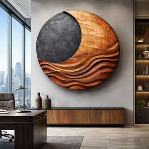 Large Abstract Solid Wood Wall Sculpture for Living Room