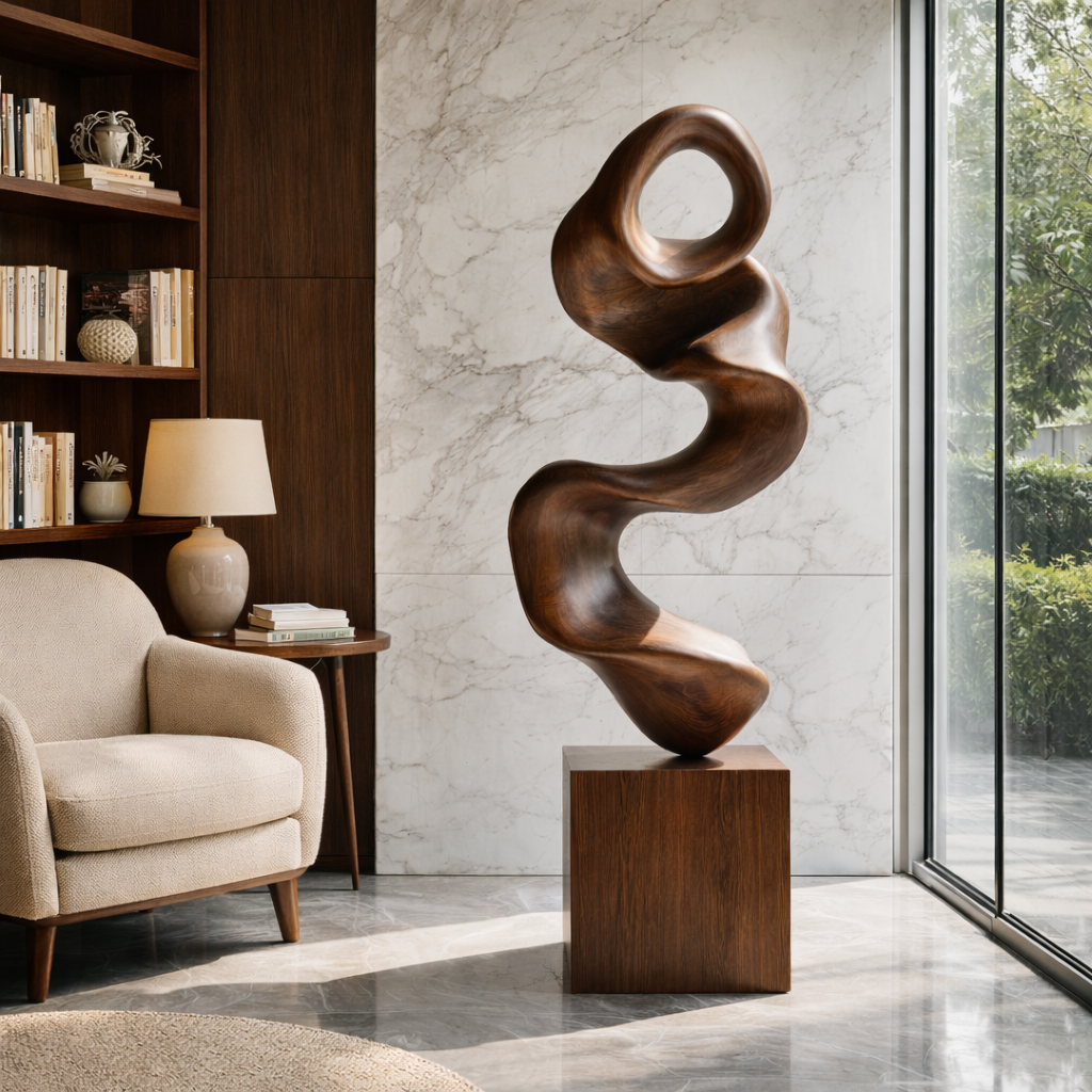 Modern Organic Solid Wood Sculpture for Luxury Interior Spaces
