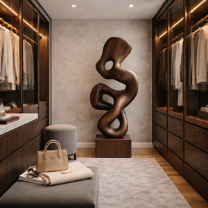 Contemporary Organic Solid Wood Sculpture for Modern Living Rooms