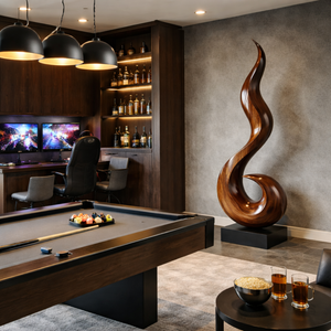 Hand-Carved Solid Wood Flow Sculpture for Modern Living Spaces