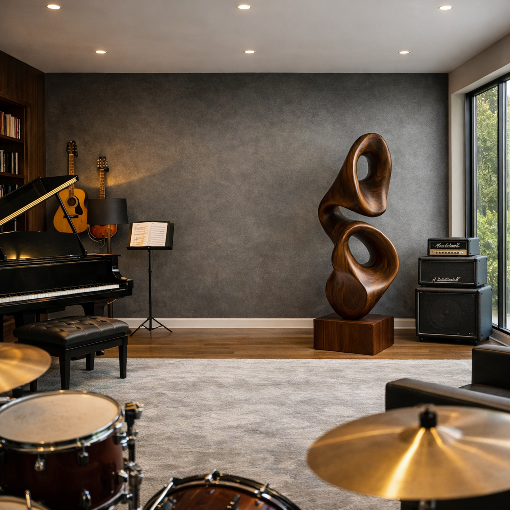 Organic Hand-Carved Solid Wood Loop Sculpture for Modern Interiors