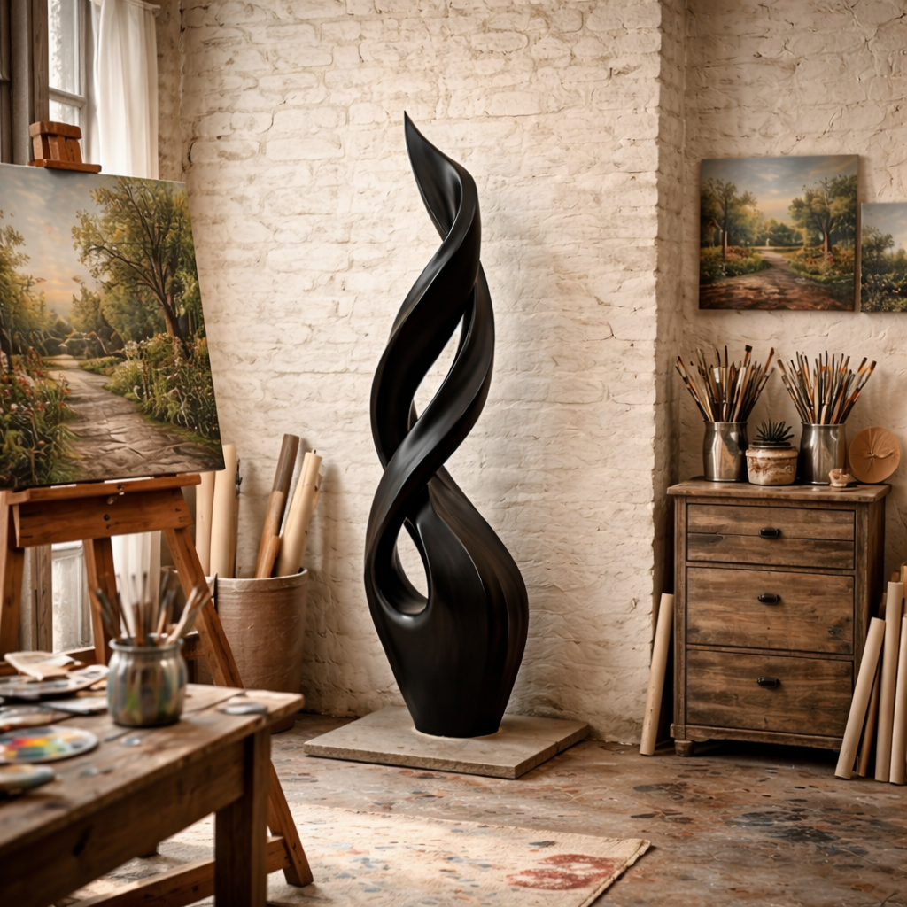 Flame Outdoor Solid Wood Sculpture for Modern Garden and Courtyard Design