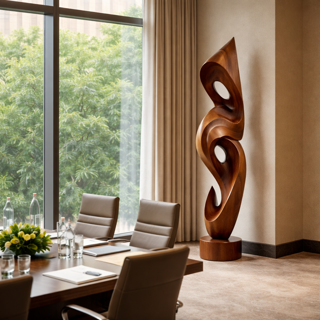 Large Solid Wood Abstract Sculpture for Home Interiors and Garden Display
