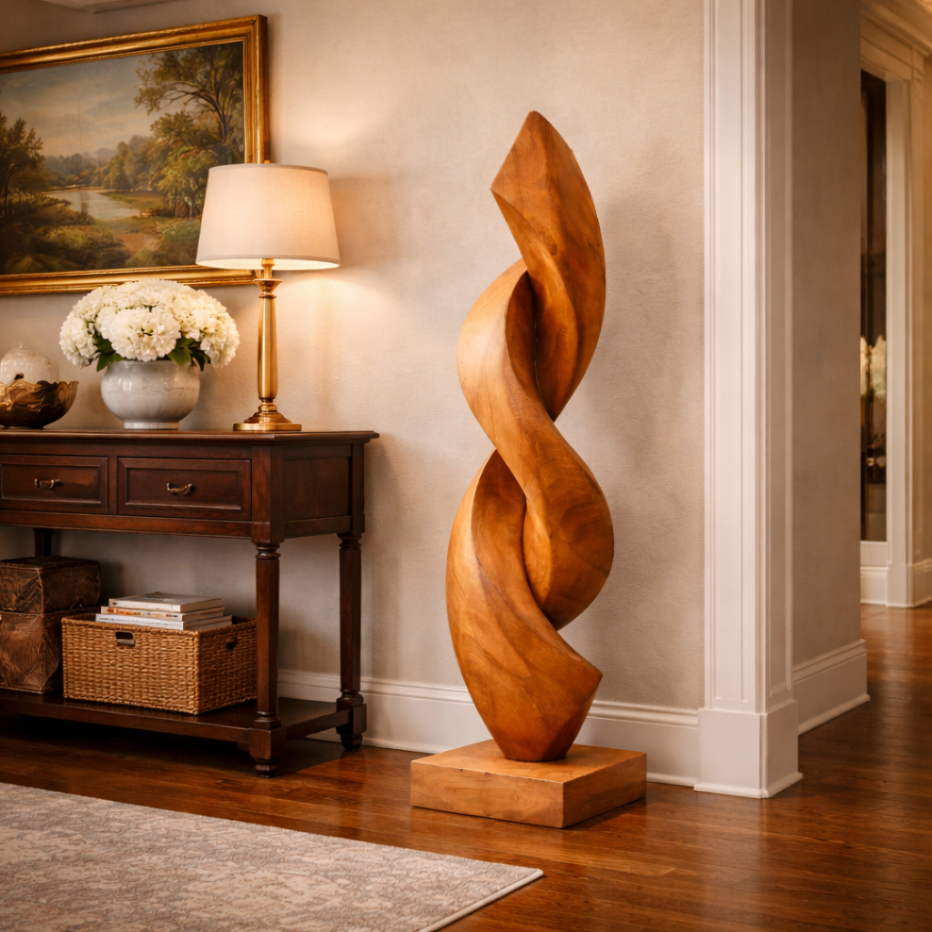 Contemporary Organic Solid Wood Sculpture for Garden or Interior Spaces