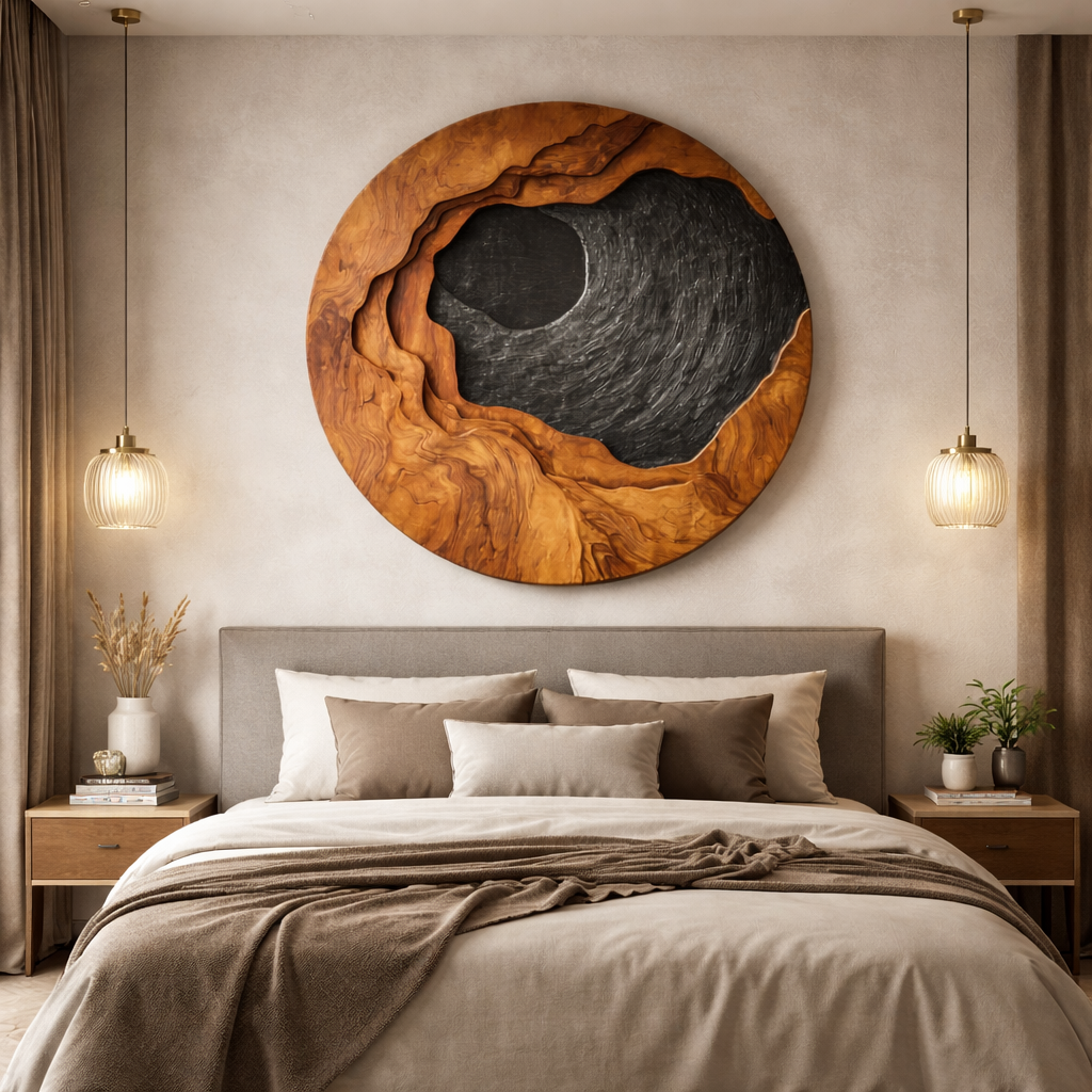 Contemporary Layered Solid Wood Wall Art Sculpture for Living Room