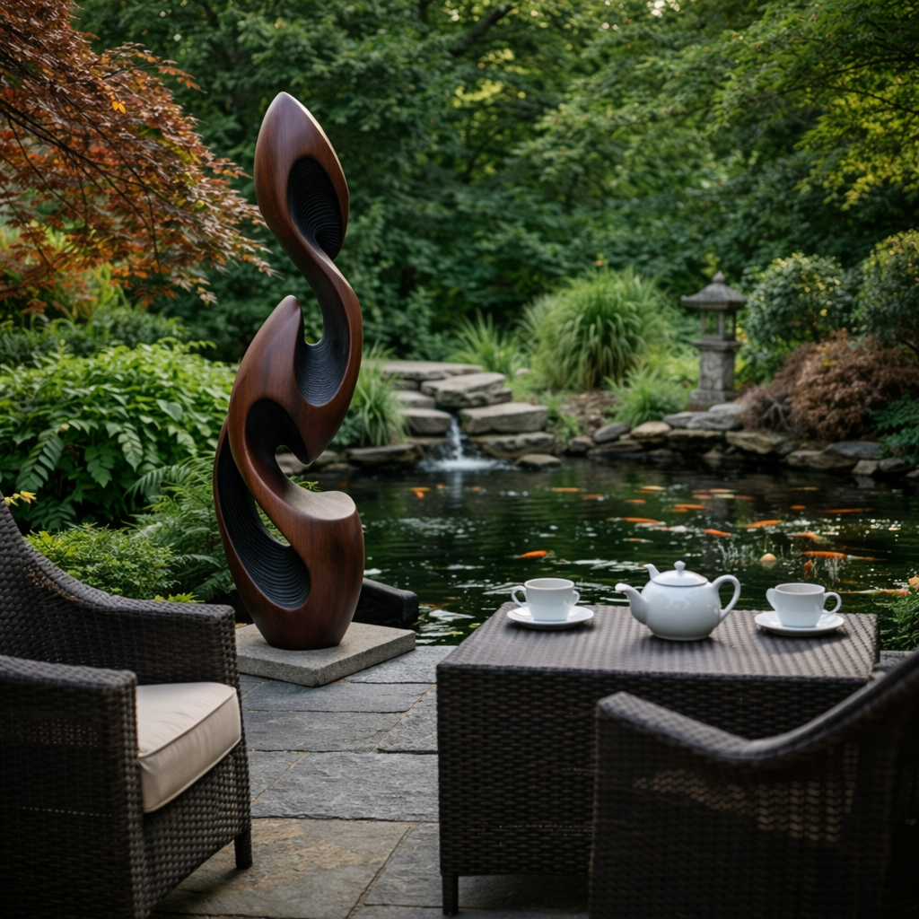 Contemporary Organic Solid Wood Form Sculpture for Indoor and Outdoor Display