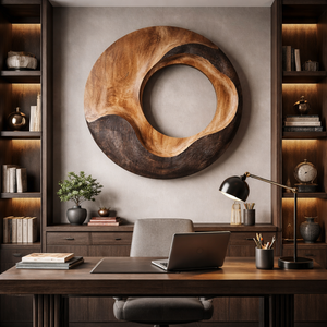 Contemporary Solid Wood Wall Sculpture for Living Room