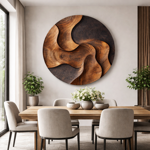 Hand-Carved Solid Wood Wall Art with Organic Layered Design
