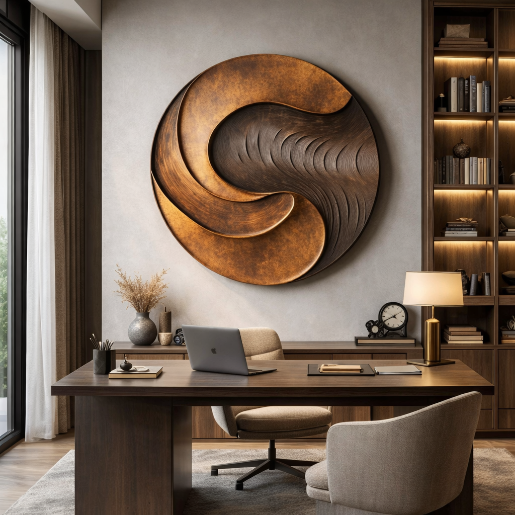 Modern Round Solid Wood Wall Art for Contemporary Interiors