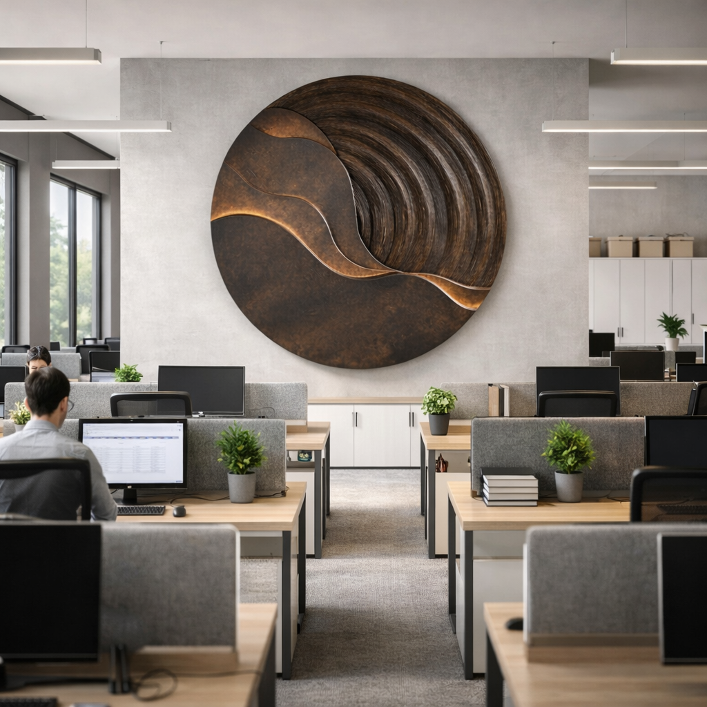 Modern Round Solid Wood Wall Sculpture for Living Room Design