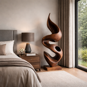 Modern Hand-Carved Solid Wood Sculpture for Luxury Interior Decor