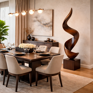 Modern Spiral Solid Wood Sculpture for Living Room Display