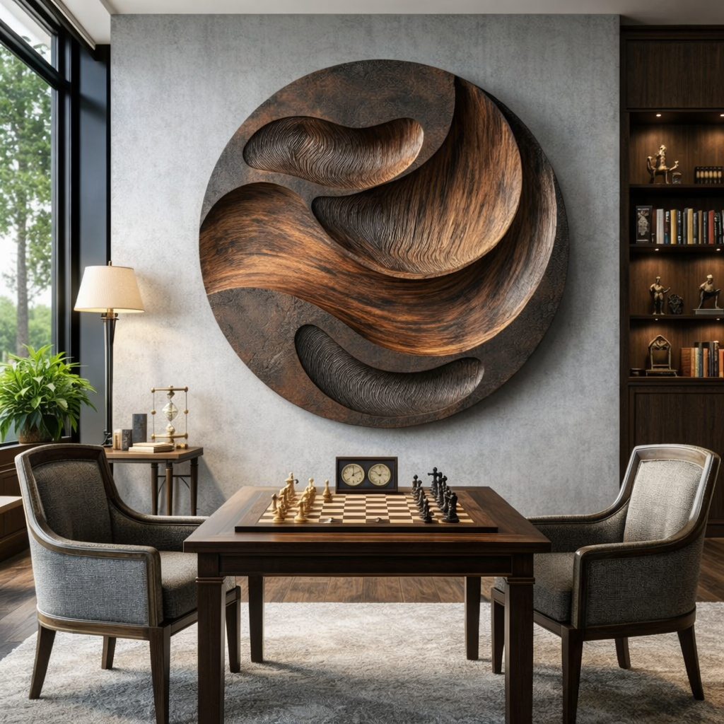 Modern Solid Wood Wall Sculpture for Interior Spaces