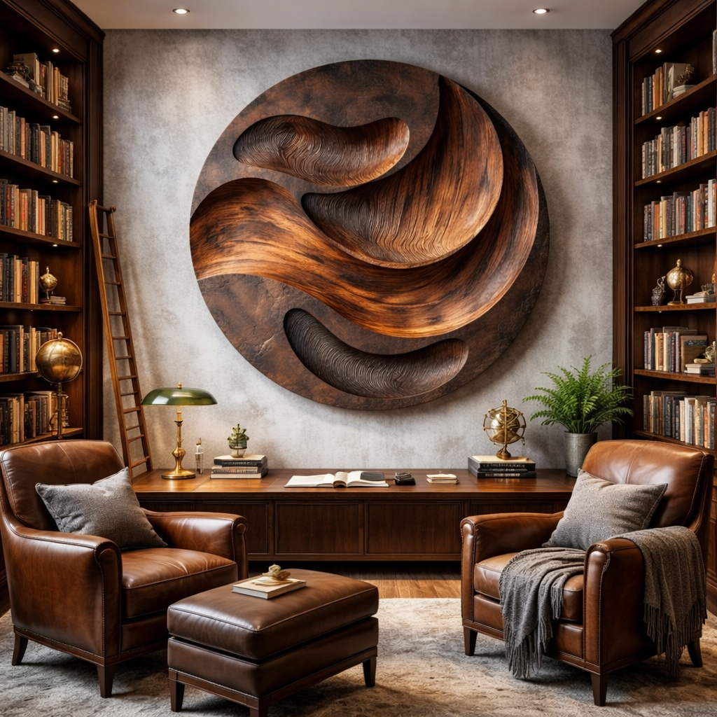 Modern Solid Wood Wall Sculpture for Interior Spaces