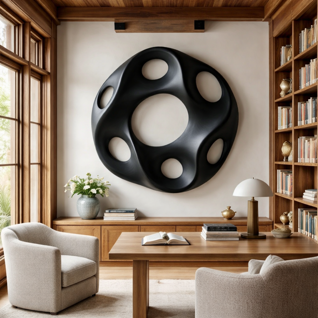 Contemporary Solid Wood Wall Sculpture for Living Room Design