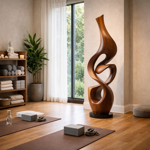 Organic Abstract Solid Wood Sculpture for Living Room