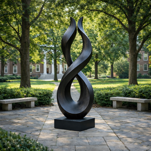 Intertwined Abstract Solid Wood Sculpture for Gardens and Interiors